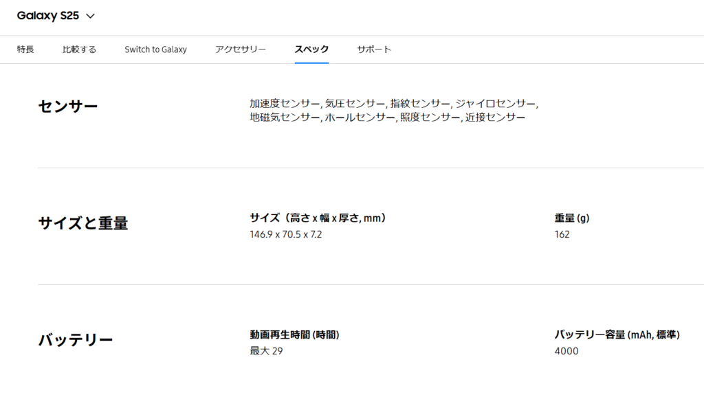 Galaxy S25の重量に関する画像