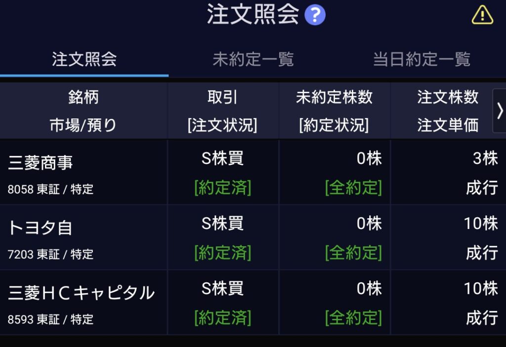 今回の下落局面で購入した銘柄一覧