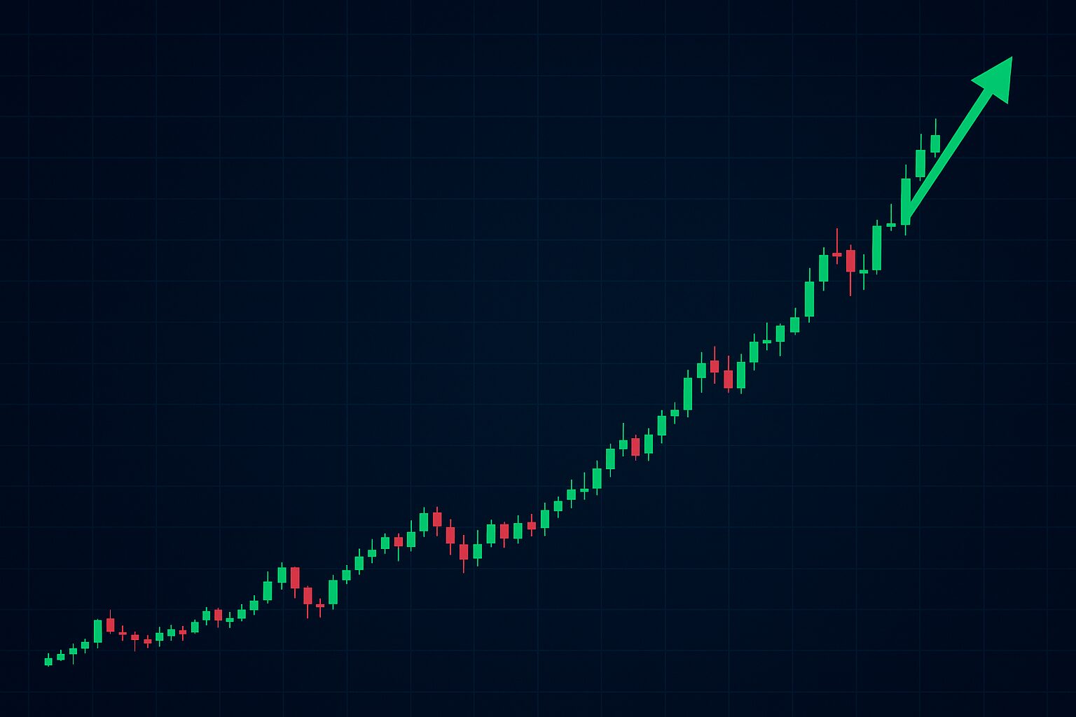 株価の上昇をイメージしたチャート図